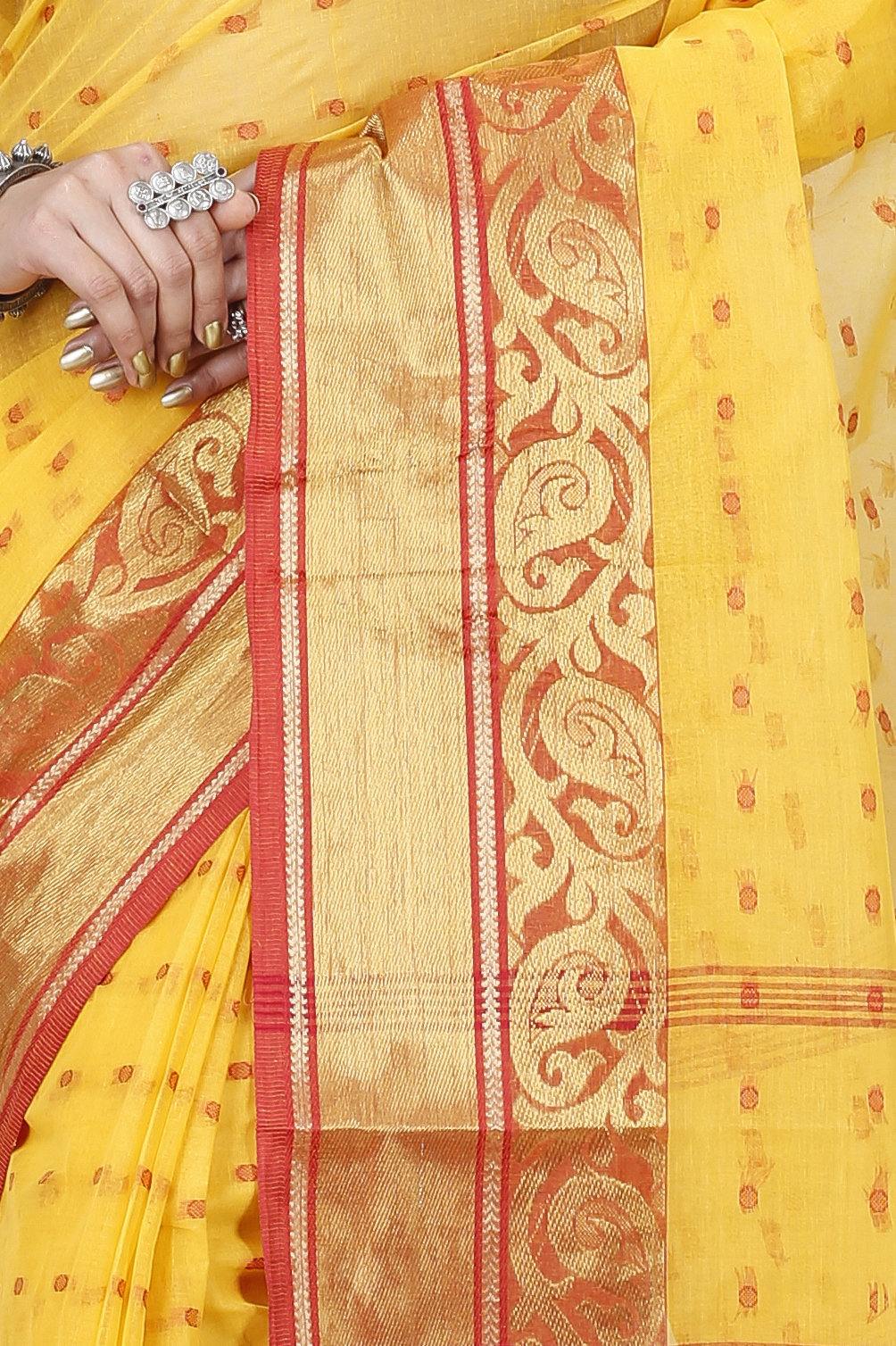 Yellow Pure Cotton Sachi Tant Saree (1021)